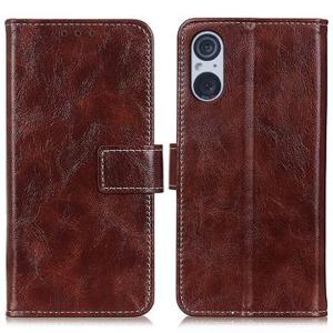 Sony Xperia 5 V Wallet Case met Magnetische Sluiting - Bruin