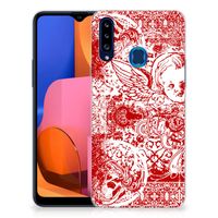 Silicone Back Case Samsung Galaxy A20s Angel Skull Rood