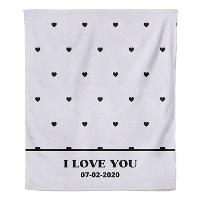 Valentijn Fleecedeken Hartjes met datum - Pillow Buddies
