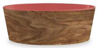 Tarhong voerbak hond olive melamine houtprint / sienna roze (15,5X15,5X5,5 CM 700 ML)