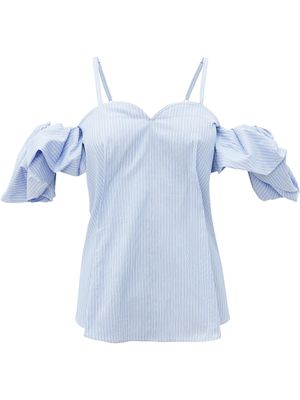 JW Anderson blouse rayée à épaules dénudées - Bleu