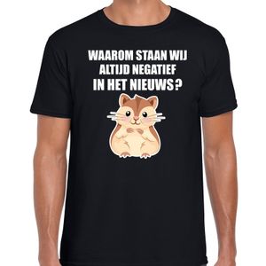 Waarom negatief in het nieuws hamsteren t-shirt zwart voor heren