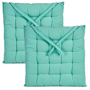 Stoelkussen Decorama - 2x - binnen/buiten - mintgroen - 40 x 40 x 5 cm - polyester