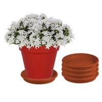 Opvangbord - 5x - terracotta - kunststof - D35 cm - onderschaal/opvangbord