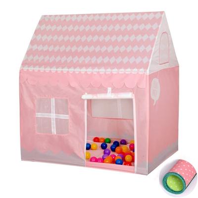 Huishoudelijke kinderen afdrukken spelen tent kleine spel huis met mat (lichtroze)