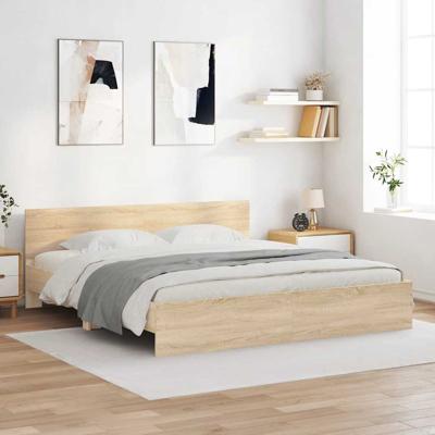 Bedframe met hoofdeinde sonoma eikenkleur 200x200 cm
