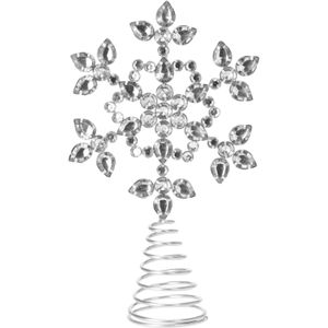Kerstboom piek - ster vorm - zilver met steentjes - H26 cm