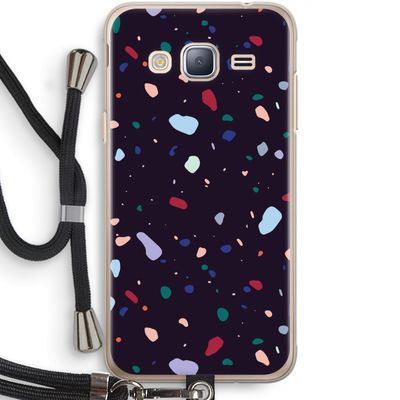 Dark Rounded Terrazzo: Samsung Galaxy J3 (2016) Transparant Hoesje met koord