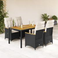 5-delige Tuinset met kussens poly rattan zwart 5-delige Tuinset met kussens poly rattan zwart