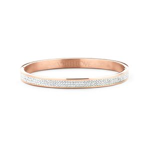 Key Moments 8KM BC0043 Stalen Bangle met Kristal - Grootte 58x50 mm - Rosékleurig / Wit