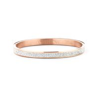 Key Moments 8KM BC0043 Stalen Bangle met Kristal - Grootte 58x50 mm - Rosékleurig / Wit - thumbnail