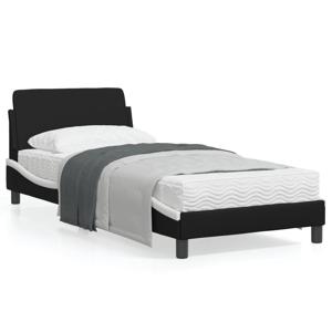 Bedframe met hoofdbord kunstleer zwart en wit 90x190 cm