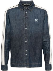 Palm Angels monogram-embroidered denim track jacket - Bleu