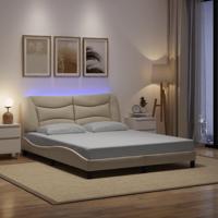 Bedframe met LED-verlichting stof crèmekleurig 160x200 cm