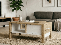 Salontafel OLIANNE 90 cm natuurlijke eik/wit
