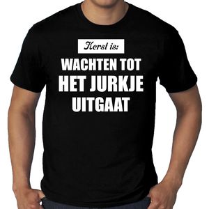 Grote maten Kerst is: wachten tot het jurkje uitgaat Kerst t-shirt / Kerst outfit zwart voor heren