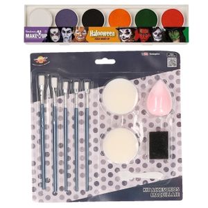 Faram Party kinder schminken set in 6 Halloween thema kleuren met grimeer gereedschap 10-delig