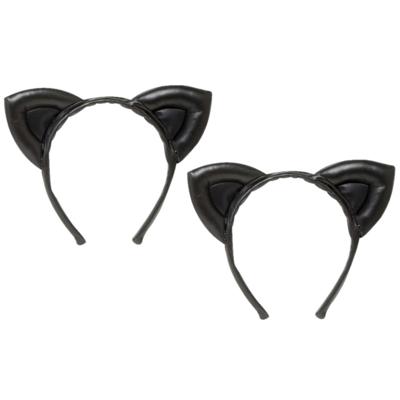 Widmann Verkleed diadeem katten oren - 2x - poes/kat kostuum oortjes - Carnaval