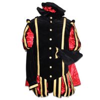 Pieten Kostuum Fluweel Luxe Zwart/Rood