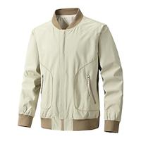 Voor heren Lichtgewicht jack Bomberjack Straat Alledaagse kleding Ademend Vetoketju Zak Lente Herfst Effen Modieus Klassiek Opstaande boord Normaal Zwart Khaki Lichtgrijs Jacks Lightinthebox - thumbnail