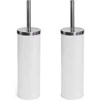 MSV Toiletborstel - houder/wc-borstel - 2x - metaal - ivoor wit 38 cm - Toiletborstels