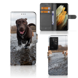 Samsung Galaxy S21 Ultra Telefoonhoesje met Pasjes Honden Labrador