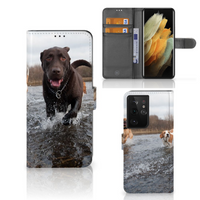 Samsung Galaxy S21 Ultra Telefoonhoesje met Pasjes Honden Labrador - thumbnail