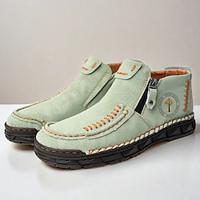 Casual groene leren herenloafers met ritssluiting en met de hand gestikte details, ideaal voor dagelijks gebruik en buitenactiviteiten Lightinthebox