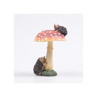 Paddenstoel met egel 7x6,5x11cm