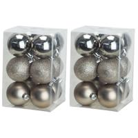 Kerstballen - 24x - champagne - 6 cm - kunststof - onbreekbaar - kerstversiering