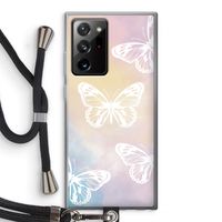 White butterfly: Samsung Galaxy Note 20 Ultra / Note 20 Ultra 5G Transparant Hoesje met koord