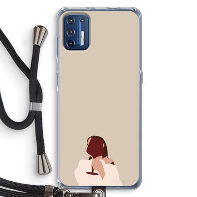 I drink wine: Motorola Moto G9 Plus Transparant Hoesje met koord