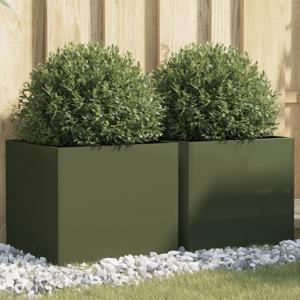 VidaXL Plantenbakken 2 st 42x40x39 cm staal olijfgroen