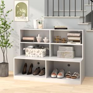 Schoenenkast met 6 Vakken 2-in-1 Combinatie Van Rek & Schoenenbank Moderne Schoenenorganizer