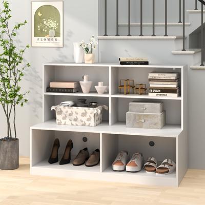 Schoenenkast met 6 Vakken 2-in-1 Combinatie Van Rek & Schoenenbank Moderne Schoenenorganizer