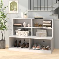 Schoenenkast met 6 Vakken 2-in-1 Combinatie Van Rek & Schoenenbank Moderne Schoenenorganizer