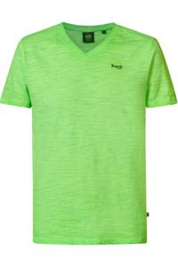 Petrol Industries Modern Fit T-Shirt V-hals groen, Melange