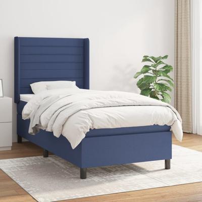 Boxspring met matras stof blauw 80x200 cm