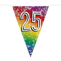 Boland Vlaggenlijn 25 jaar - versiering - vlaggetjes slinger - 6 meter - Glitter folie