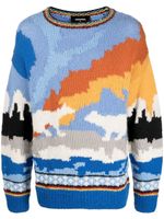 DSQUARED2 pull en maille intarsia - Bleu