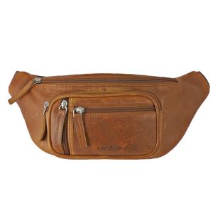 Landley Ruime Leren Heuptas - Buideltas - Dames / Heren / Unisex - Antique Vintage Pull-up Leer - Cognac