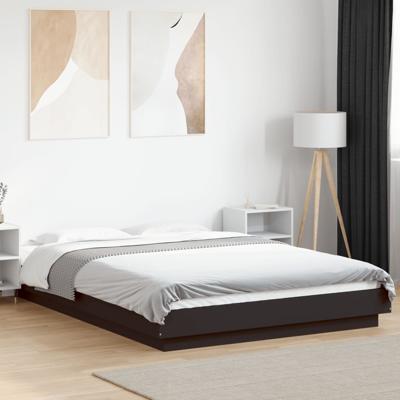 Bedframe bewerkt hout zwart 120x190 cm