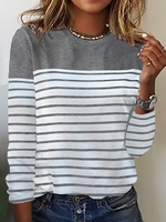 Crew Neck Striped Casual T-Shirt