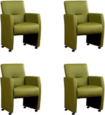 Set van 4 Groene leren moderne eetkamerfauteuils Pleasure - Toledo Leer Apple Green (groen leer)