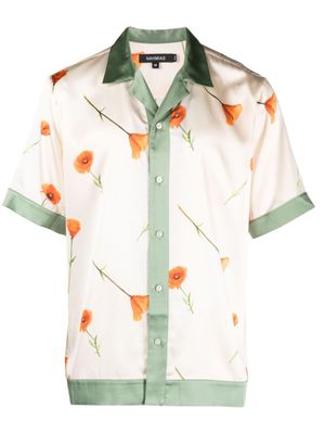 Nahmias chemise en soie à imprimé graphique - Tons neutres