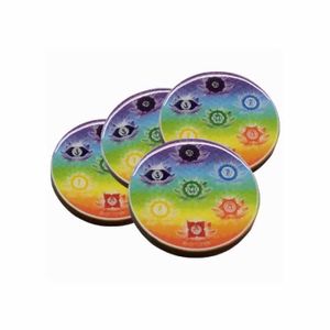 Onderzetters Mangohout - 7 Chakra's (Set van 4)