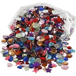 Hobby materiaal glitter steentjes 1600 stuks   -