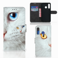 Huawei P30 Lite (2020) Telefoonhoesje met Pasjes Witte Kat