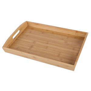 Dienblad/serveerblad Breakfast - rechthoek - bamboe hout - 44 x 29 x 4 cm - met handvaten