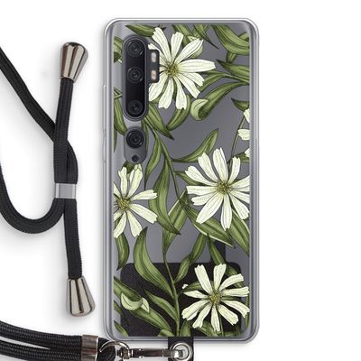 Wit bloemenpatroon: Xiaomi Mi Note 10 Pro Transparant Hoesje met koord